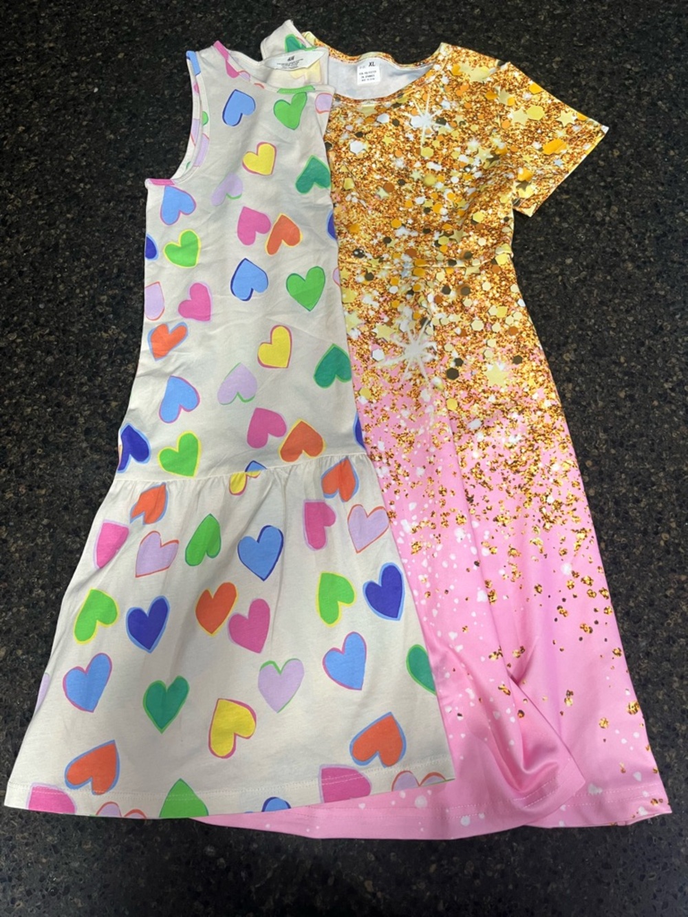 NWOT BUNDLE SET LOT of Little Girls Cream Pink Gold Heart Glitter Casual Dresses